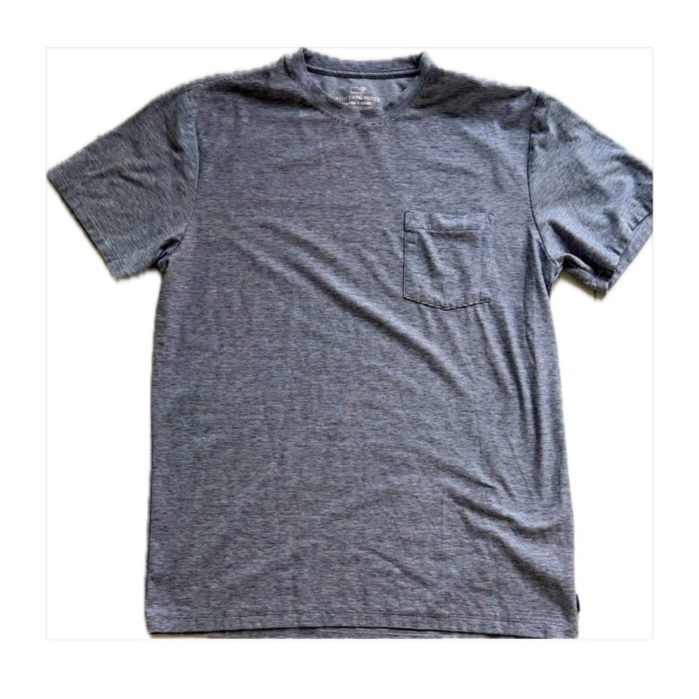 Vineyard Vines Heather Gray Subtle Stripe Short Sleeve Island T Shirt Size M